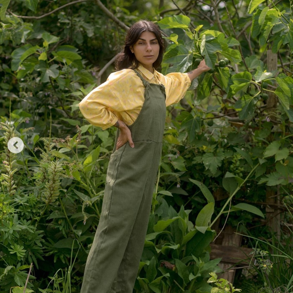 Beaton Linen Overalls XS Olive colour way